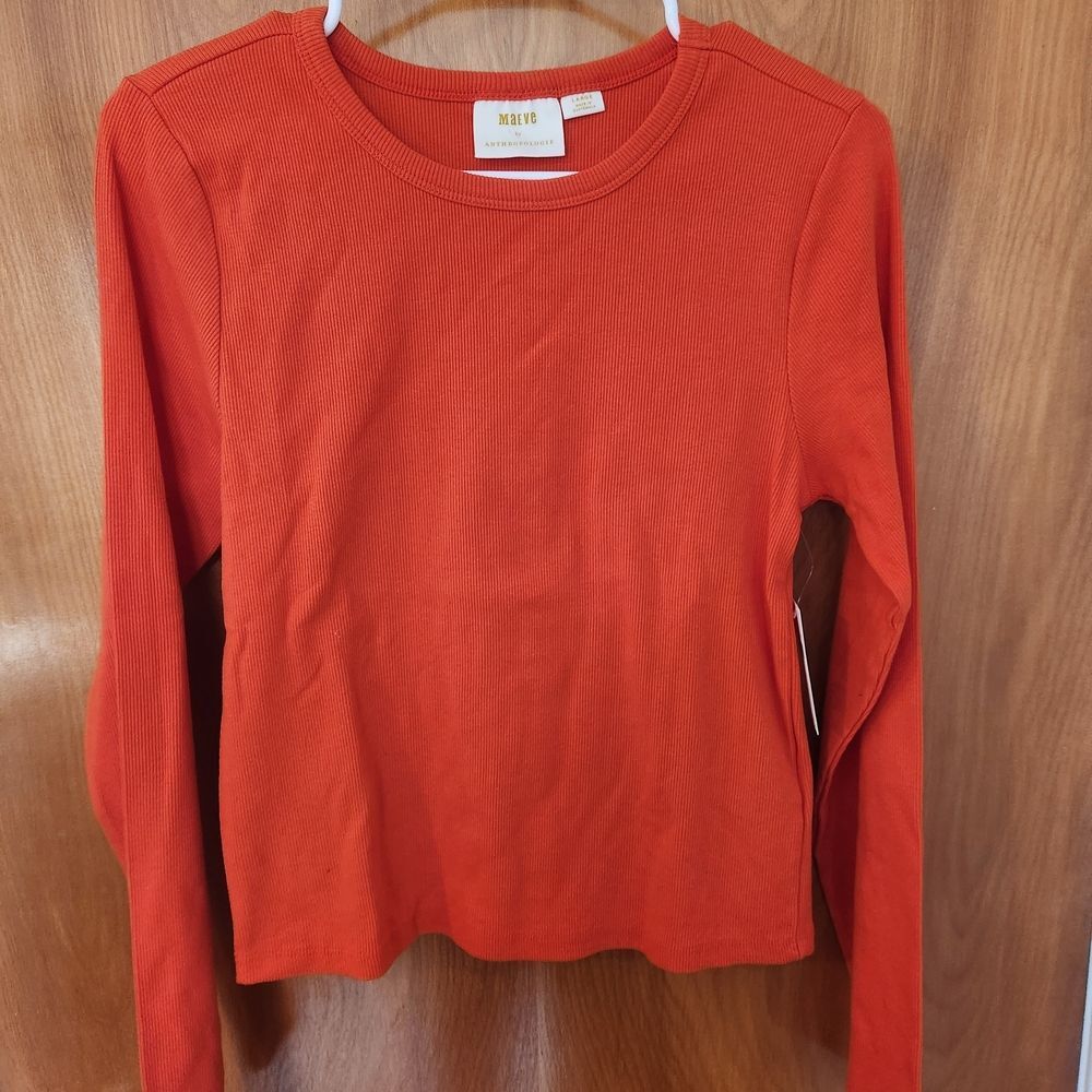 Anthropologie Maeve Vibrant Vermilion Top